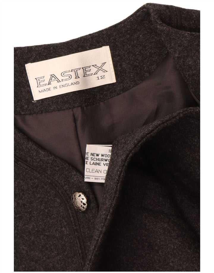 EASTEX Veste blazer ouverte pour femme UK 12 Gris moyen Laine vierge