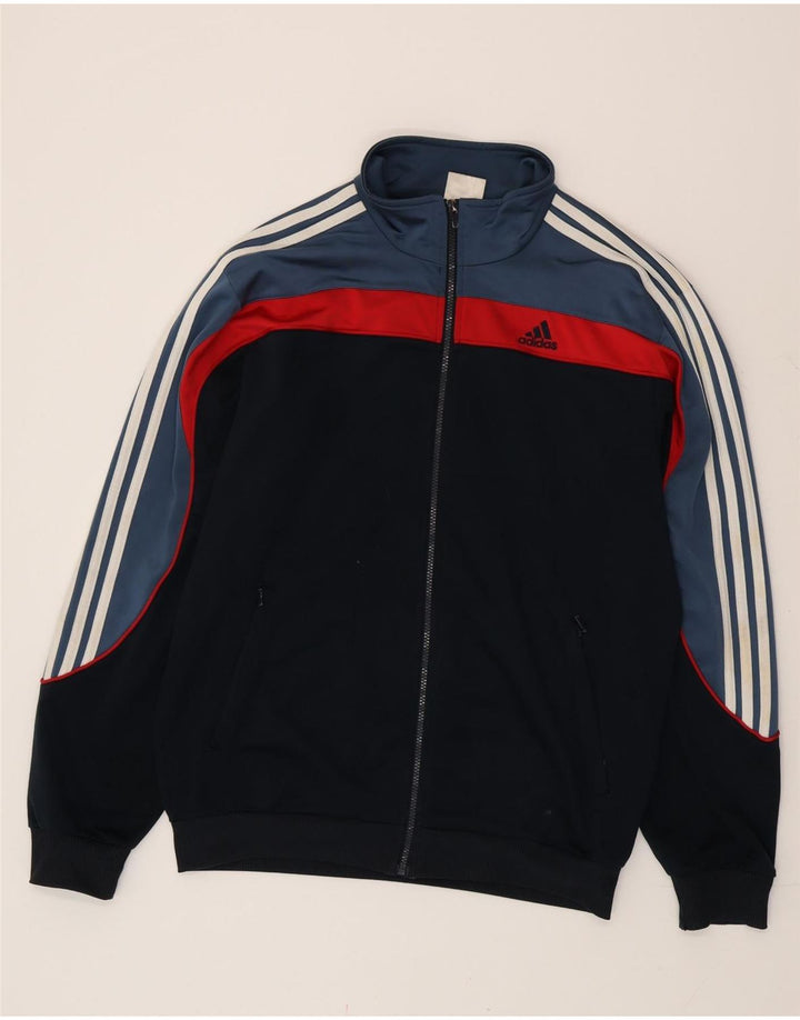 Adidas Veste de survêtement graphique pour homme Taille L en polyester color block noir
