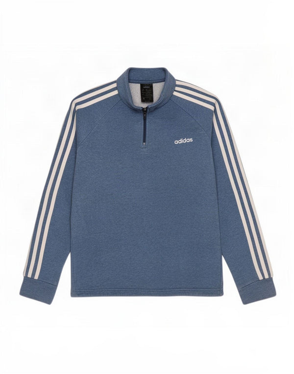 Adidas Sweat-shirt à col zippé pour femme UK 12/14 Bleu moyen Coton