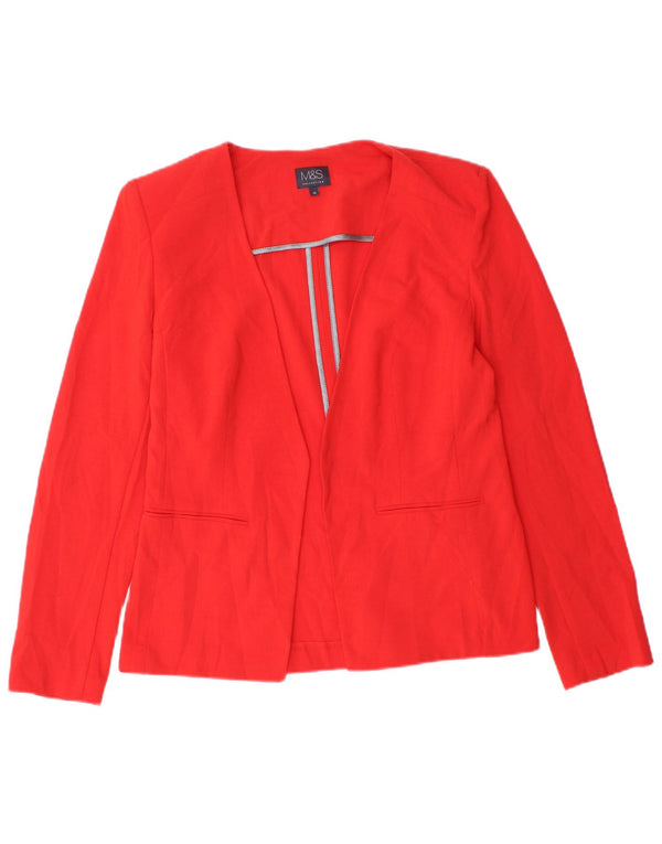 Marks & Spencer Veste Blazer Ouverte Femme UK 10 Petit Rouge Polyester
