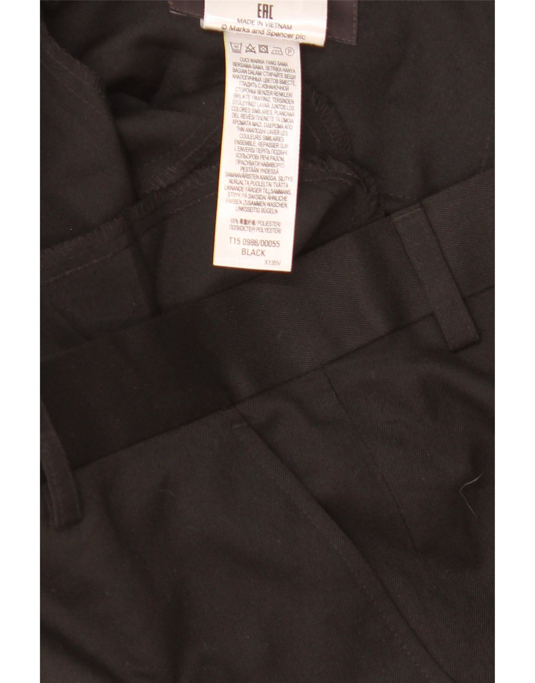 Marks & Spencer Pantalon de costume classique pour homme W36 L25 Noir Polyester