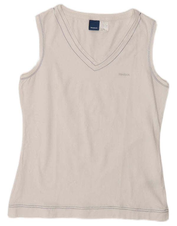 Reebok Débardeur Femme UK 14 Large Blanc Coton