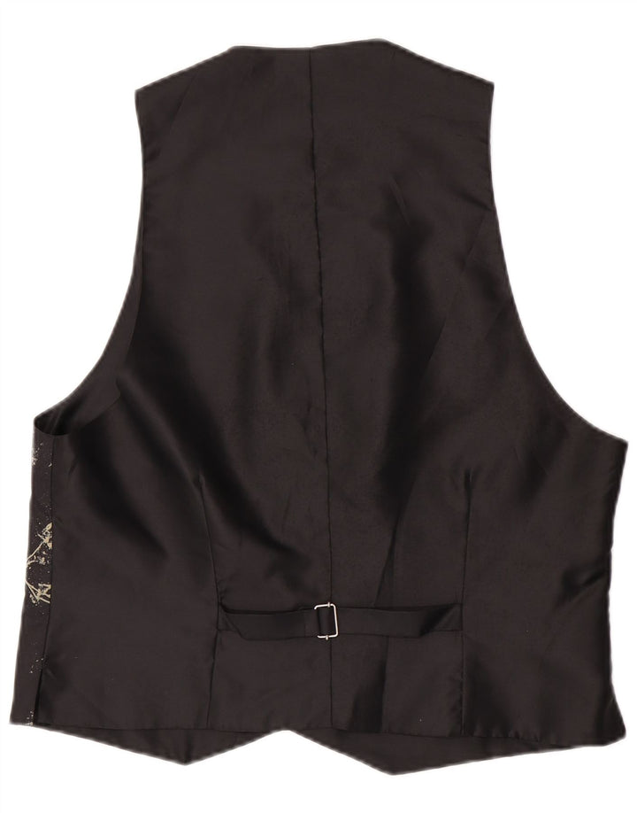 C&A Gilet Homme EU 52/54 Grand Noir Géométrique Polyester