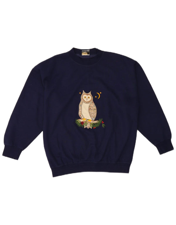 Acorn Sweat-shirt surdimensionné graphique pour femme UK 10 Petit Bleu marine