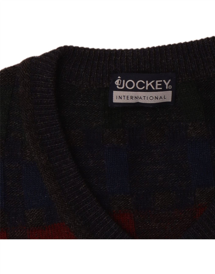 Jockey Pull col V pour homme 2XL Gris à carreaux