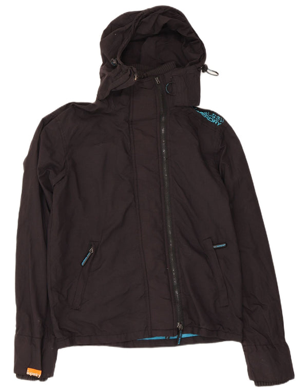 Superdry Veste de pluie à capuche pour homme UK 36 Small Noir Nylon