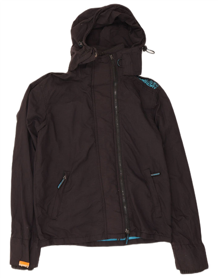 Superdry Veste de pluie à capuche pour homme UK 36 Small Noir Nylon