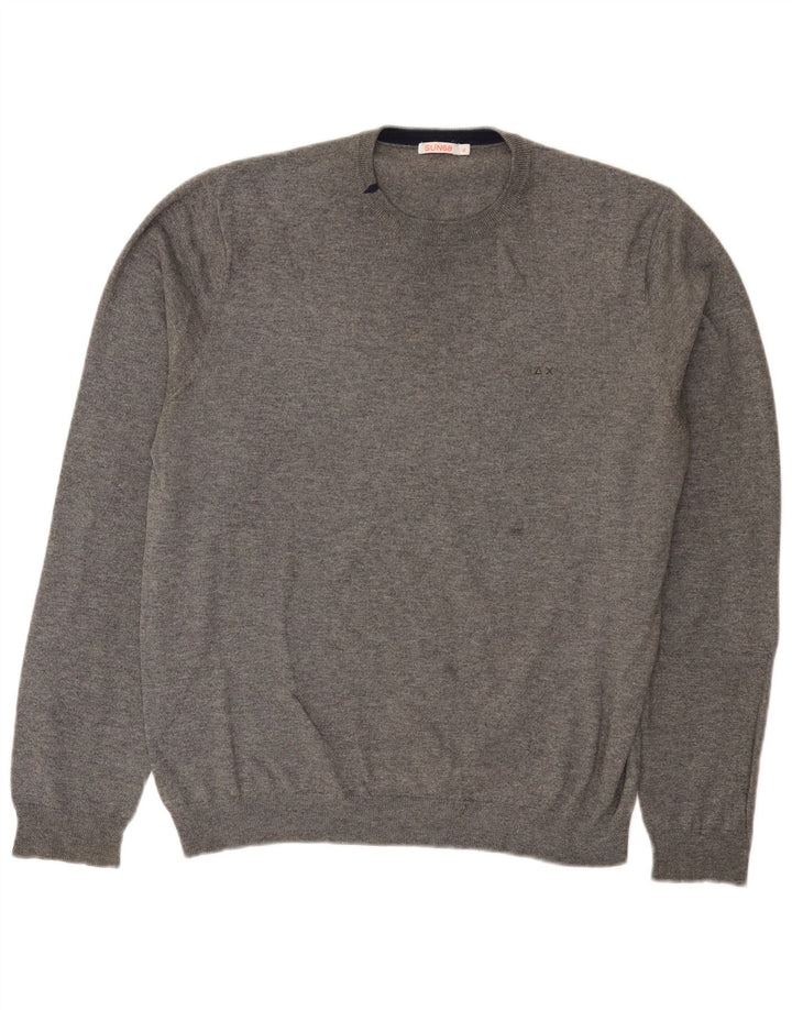 Sun68 Pull col rond coupe classique pour homme XL en laine grise