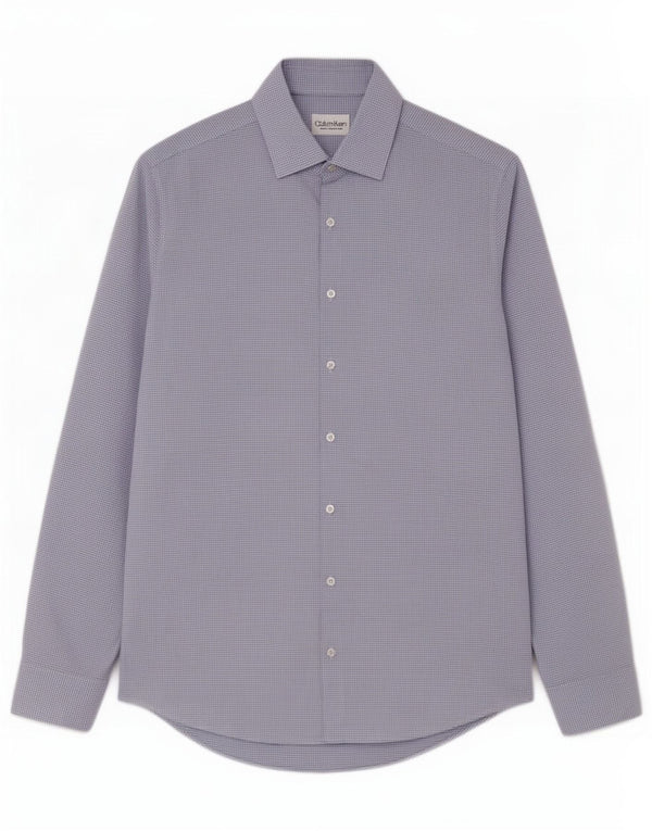 Calvin Klein Chemise slim fit pour homme Taille 39 15 1/2 Coton à carreaux bleu moyen