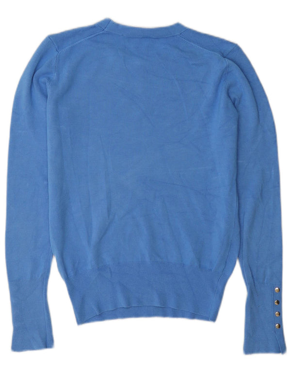Zara Pull ras du cou pour femme UK 10 Small Bleu Viscose