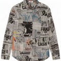 Desigual Femme Newspaper Graphic Shirt UK 14 Medium Multicolore Coton