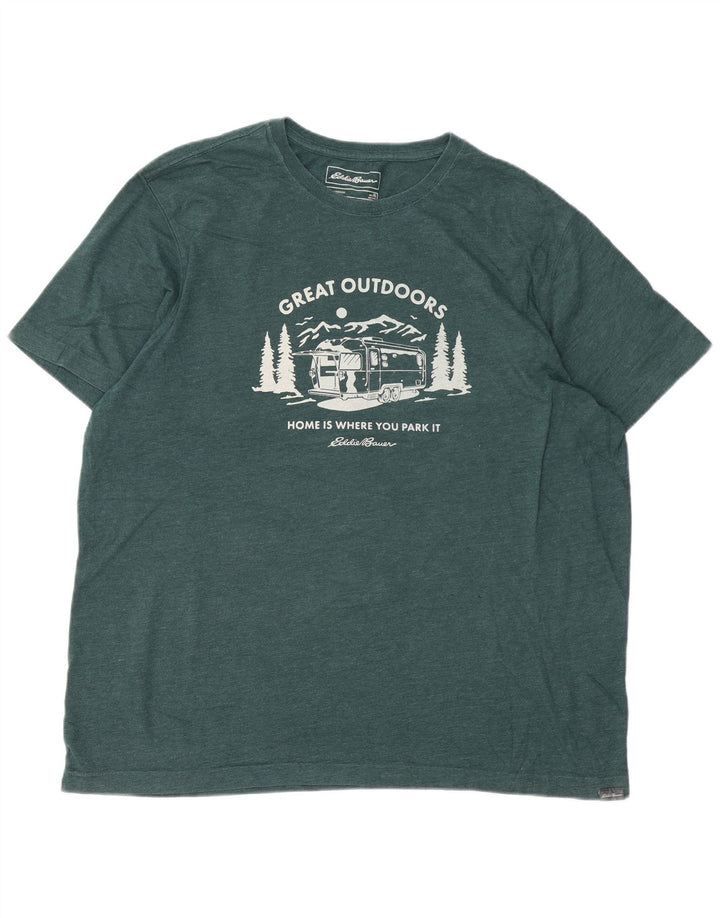EDDIE BAUER T-Shirt Graphique Homme Top XL Coton Vert