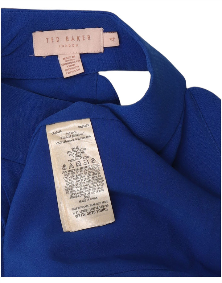 Ted Baker Robe dos nu standard pour femme Taille 4 Grand Bleu Polyester