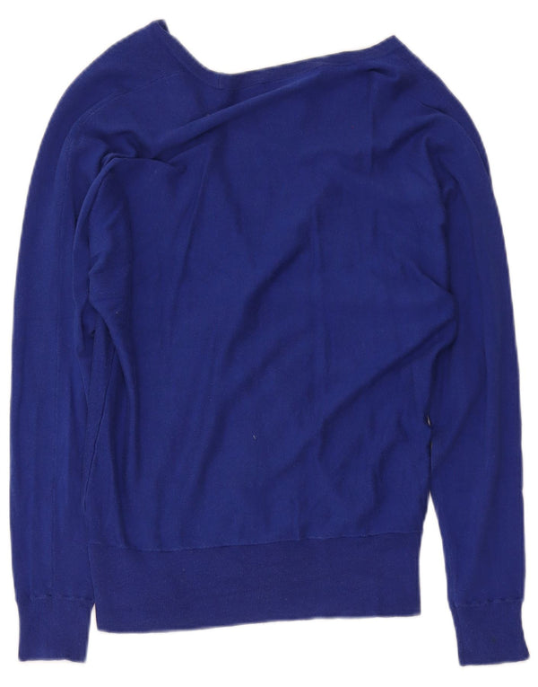 Ralph Lauren Pull Cardigan Femme UK 12 Soie Bleu Moyen