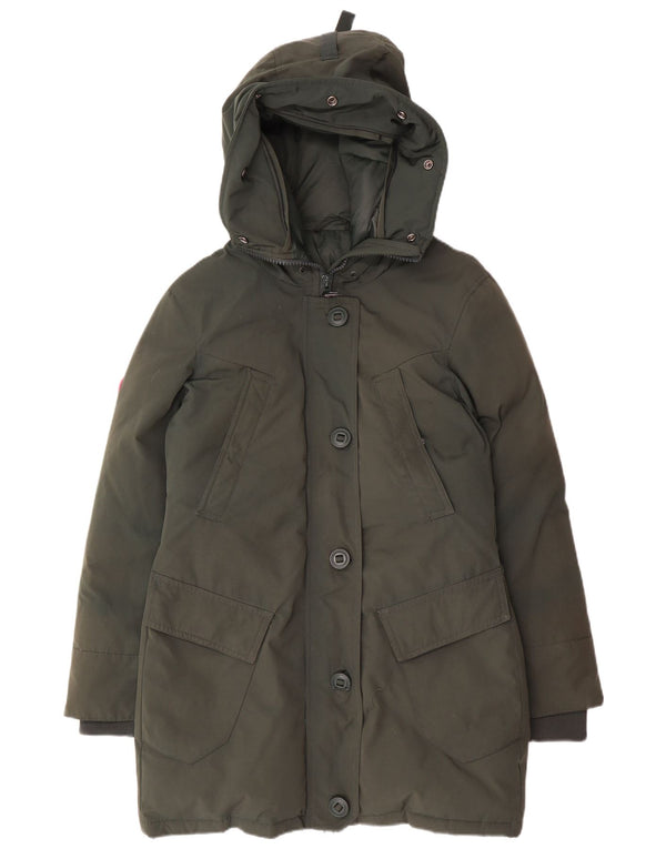 Superdry Manteau rembourré à capuche pour femme UK 10 Small Vert Nylon