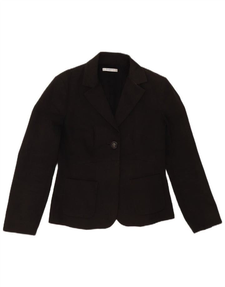MARELLA Veste blazer à 1 bouton pour femme UK 12 en coton noir moyen