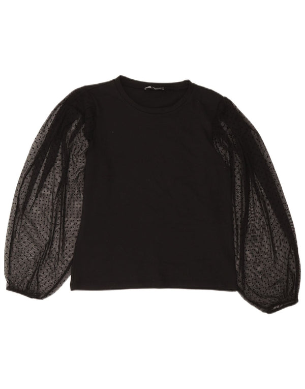 Zara Chemisier à manches longues pour femme UK 10 Petit noir à pois en polyester