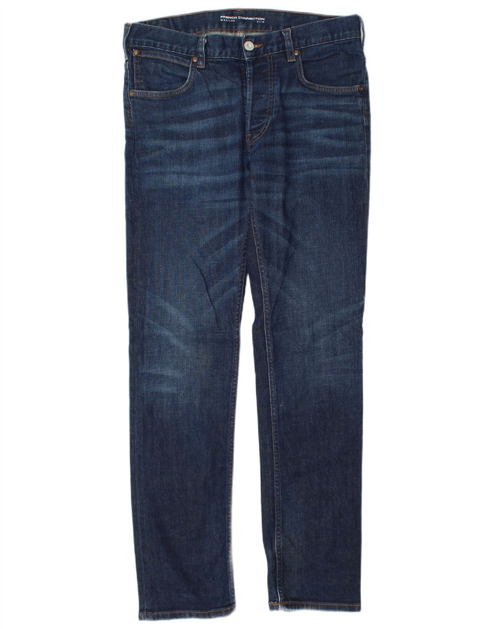 French Connection Jean Slim Homme W30 L33 Bleu Marine Coton