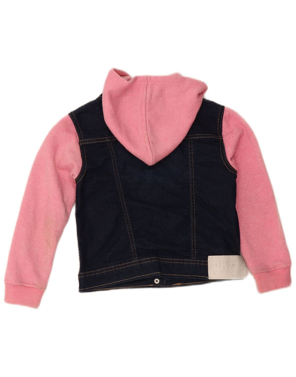 Dkny Veste en jean à capuche pour fille 5-6 ans en coton color block bleu marine