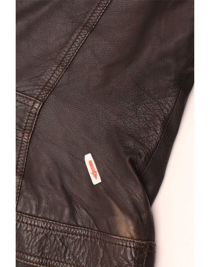 Street One Veste en cuir à capuche pour femme UK 14 Cuir marron moyen