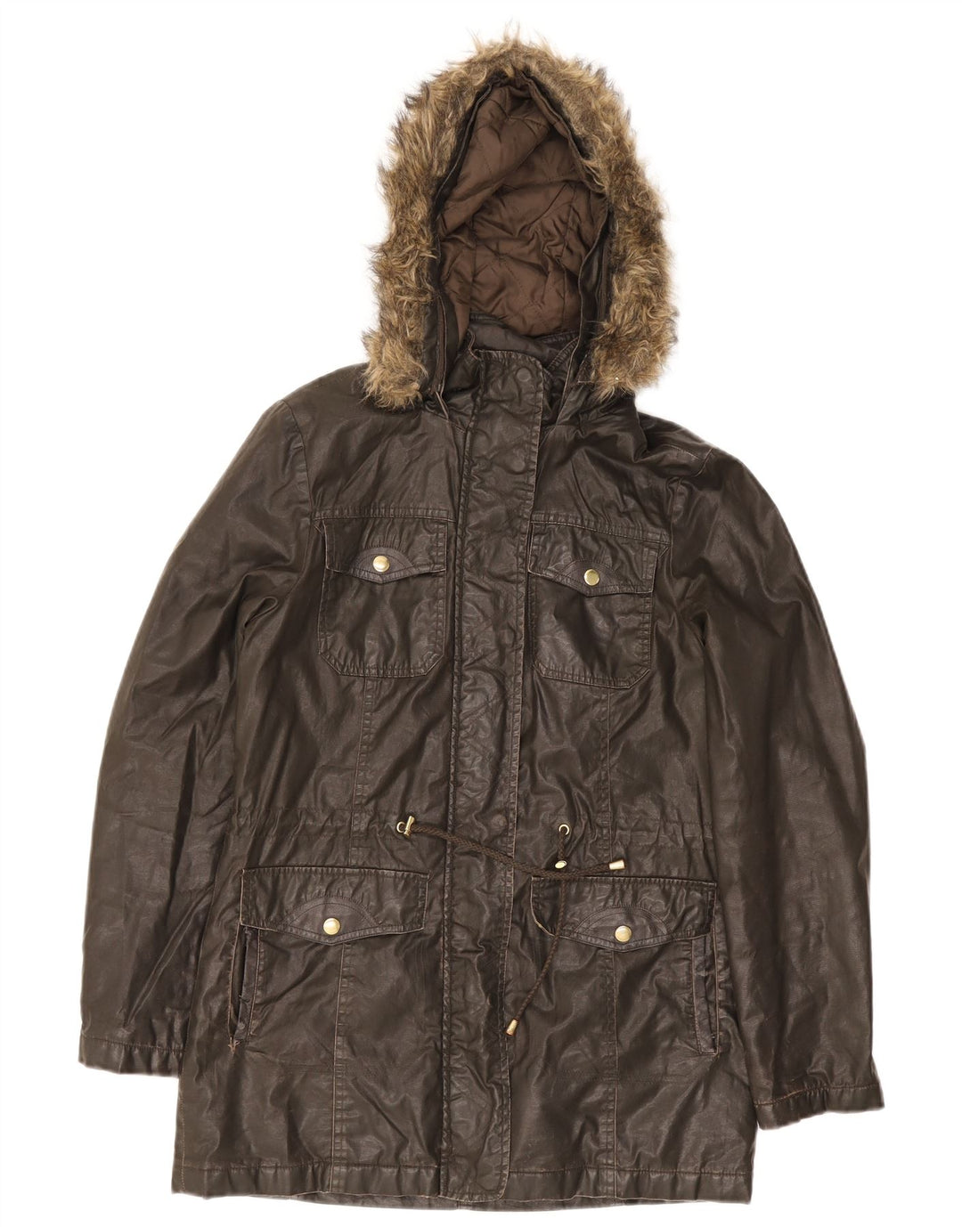 Marks & Spencer Veste à capuche en coton ciré pour femme UK 8 Small Kaki
