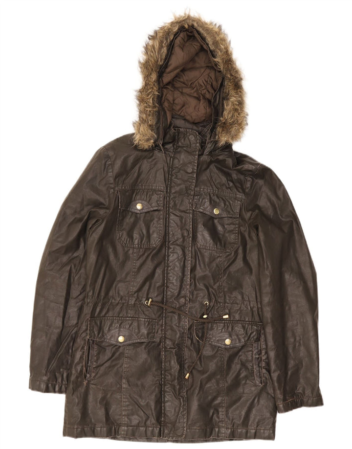 Marks & Spencer Veste à capuche en coton ciré pour femme UK 8 Small Kaki