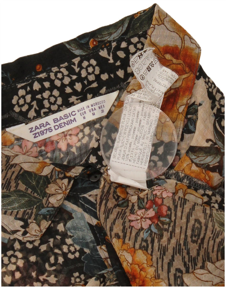 Zara Femme Chemisier UK 14 Medium Multicolore Floral Polyester