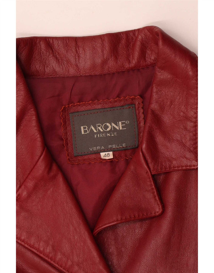 Barone Veste blazer en cuir à 4 boutons pour femme IT 48 XL Cuir rouge