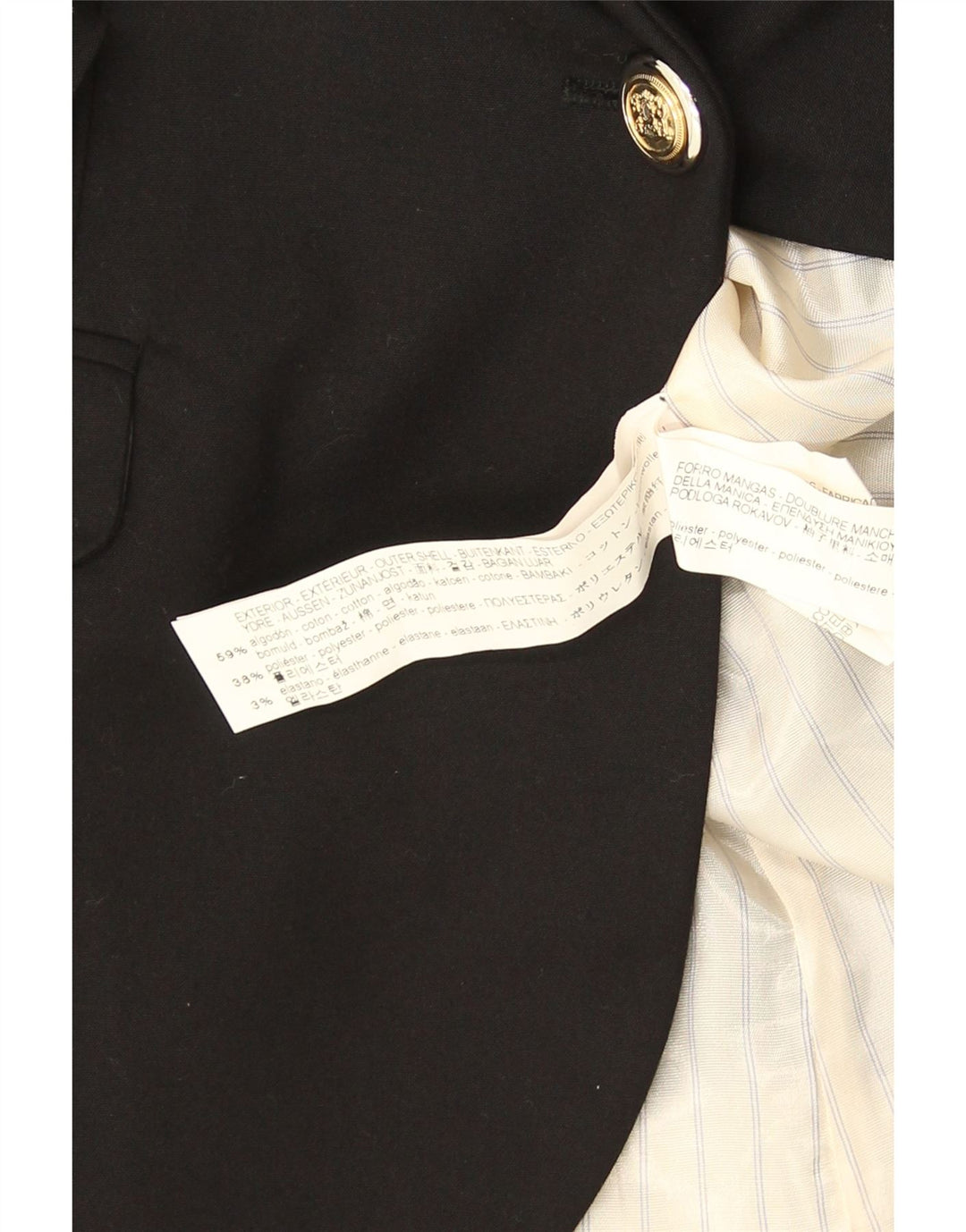 ZARA Femme 1 Bouton Blazer Veste UK 12 Moyen Noir Coton