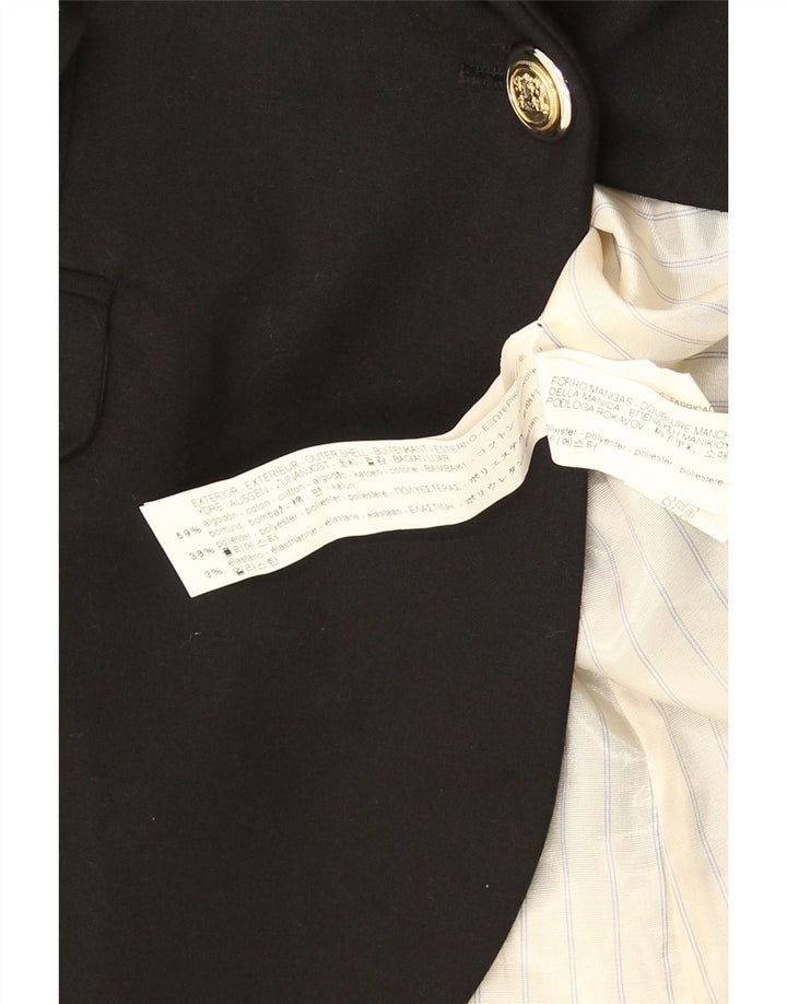 ZARA Femme 1 Bouton Blazer Veste UK 12 Moyen Noir Coton