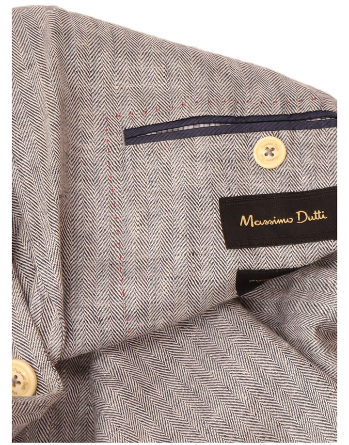 Massimo Dutti Veste Blazer 2 Boutons Homme EU 52 Grand Gris Chevrons