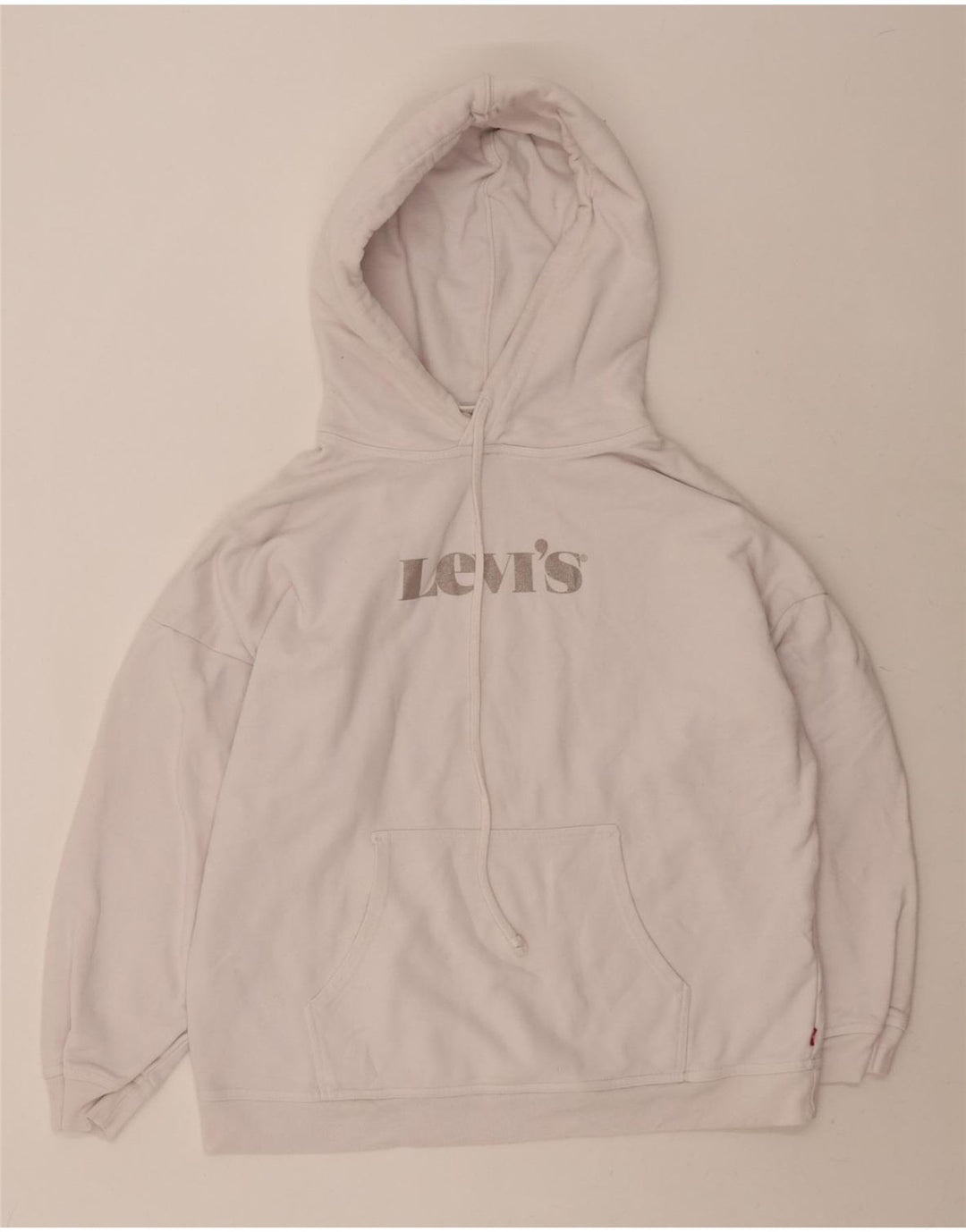 LEVI'S Mens Oversized Graphic Hoodie Jumper Small White Cotton Vintage Levi's and Second-Hand Levi's from Messina Hembry 