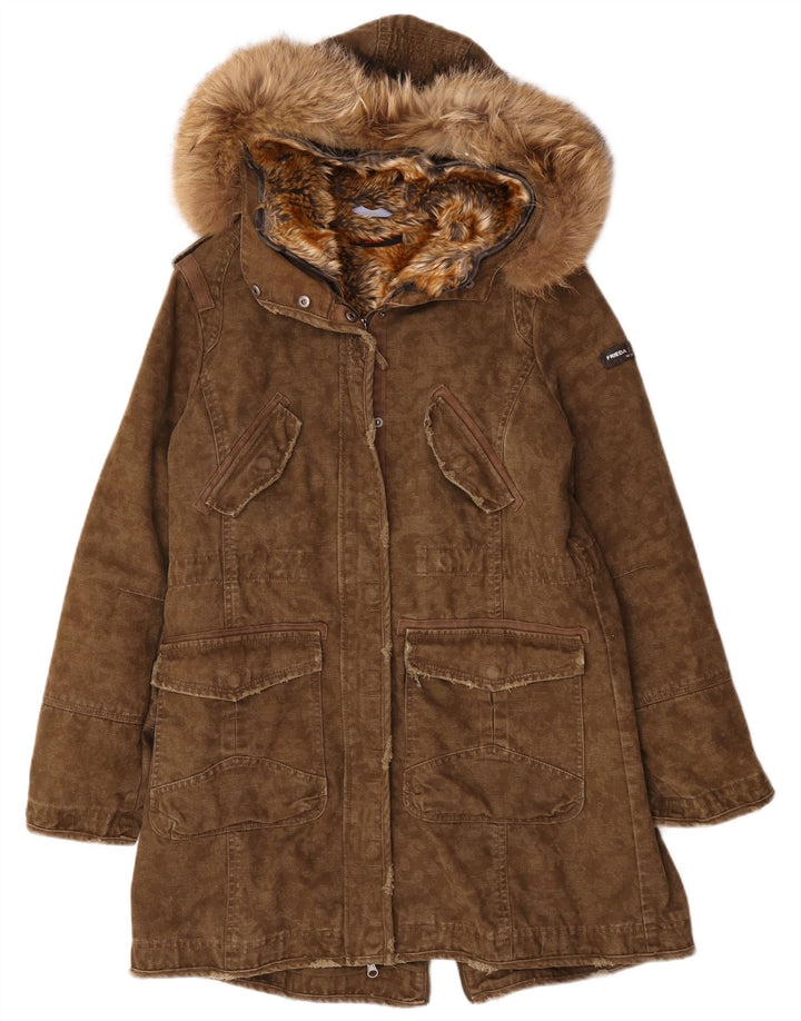 Frieda & Freddies Veste Parka à capuche pour femme EU 40 Coton kaki moyen