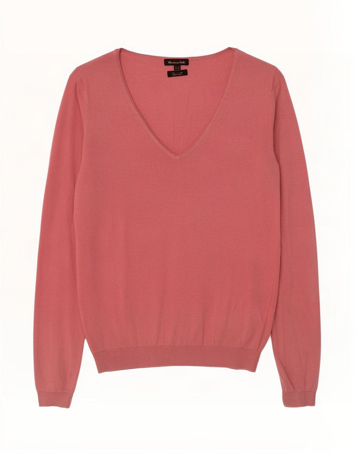 Massimo Dutti Pull col V pour femme UK 12 Soie rose moyen