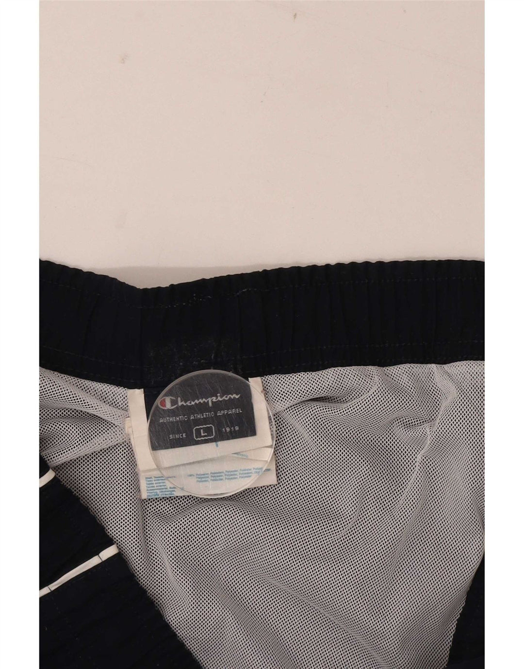Champion Short de bain graphique pour homme en polyester color block bleu marine Taille L