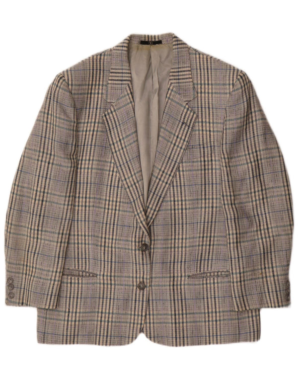 Valentino Veste Blazer 2 Boutons Femme IT 50 XL Laine à Carreaux Gris
