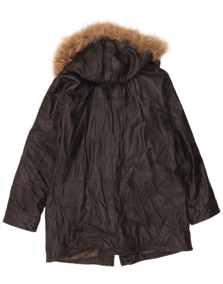 CONBIPEL Manteau en Cuir à Capuche Homme IT 52 Grand Cuir Marron