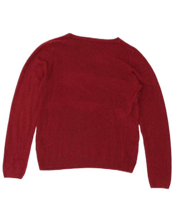 Marks & Spencer Womens Boat Neck Jumper Sweater UK 8 Small Burgundy Acrylic