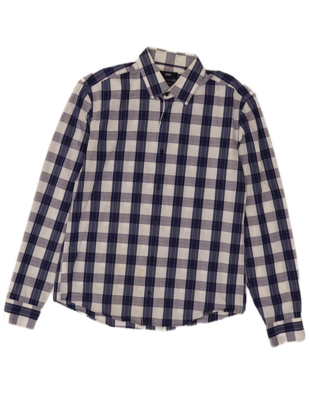 Hugo Boss Chemise slim fit pour homme Taille 40 15 3/4 Bleu moyen à carreaux