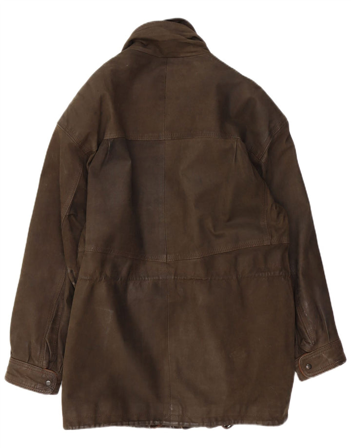 VINTAGE Veste en Cuir Homme IT 48 Marron Moyen