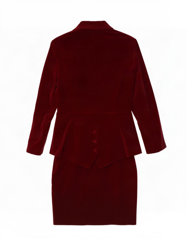 Atos Lombardini Ensemble jupe en velours pour femme UK 10 Small W28 Bordeaux