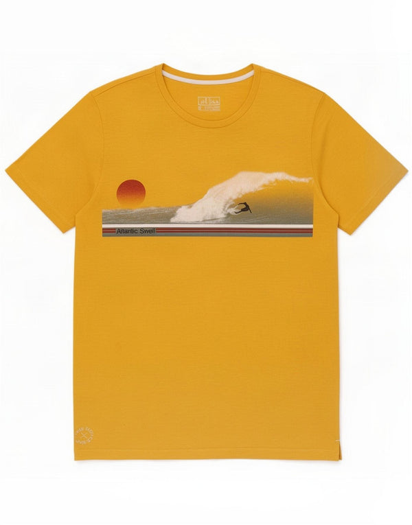 Fat Face T-shirt graphique pour homme en coton jaune moyen