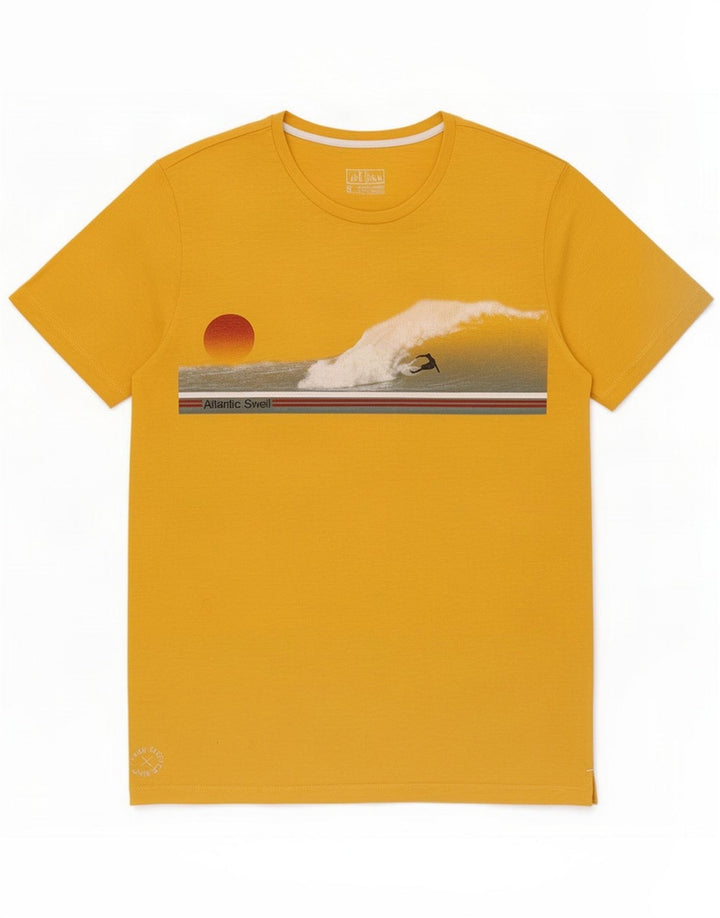 Fat Face T-shirt graphique pour homme en coton jaune moyen
