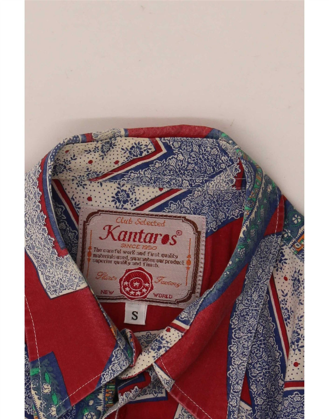 Kantaros Chemise à Manches Courtes Homme Petit Rouge Géométrique