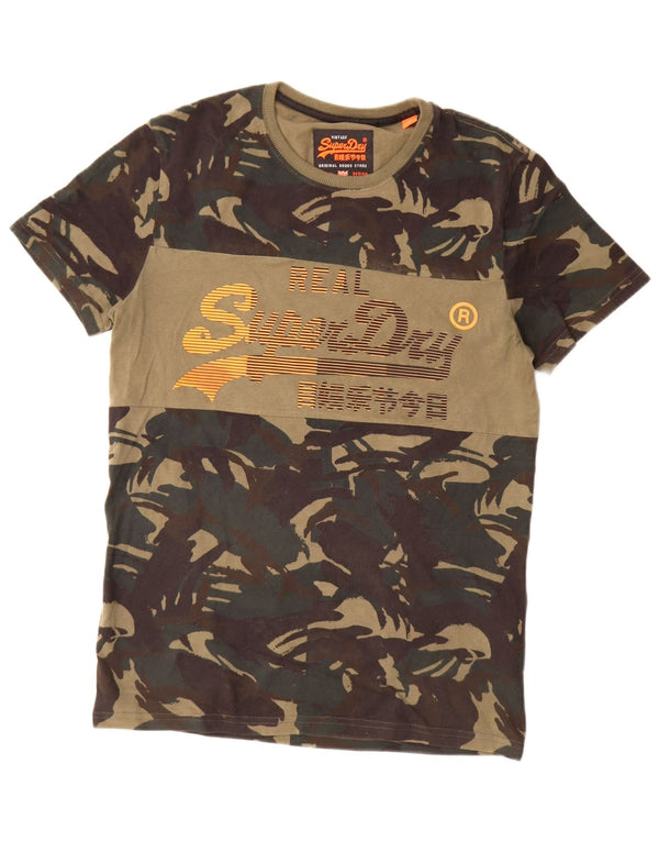 Superdry Homme T-Shirt Graphique Top Petit Kaki Camouflage Coton