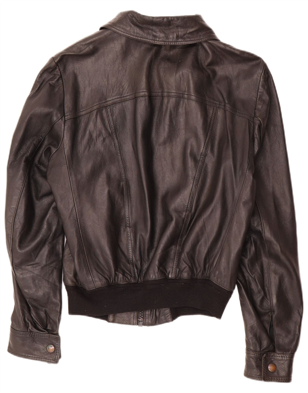 Veste en cuir femme vintage UK 14 Cuir noir moyen