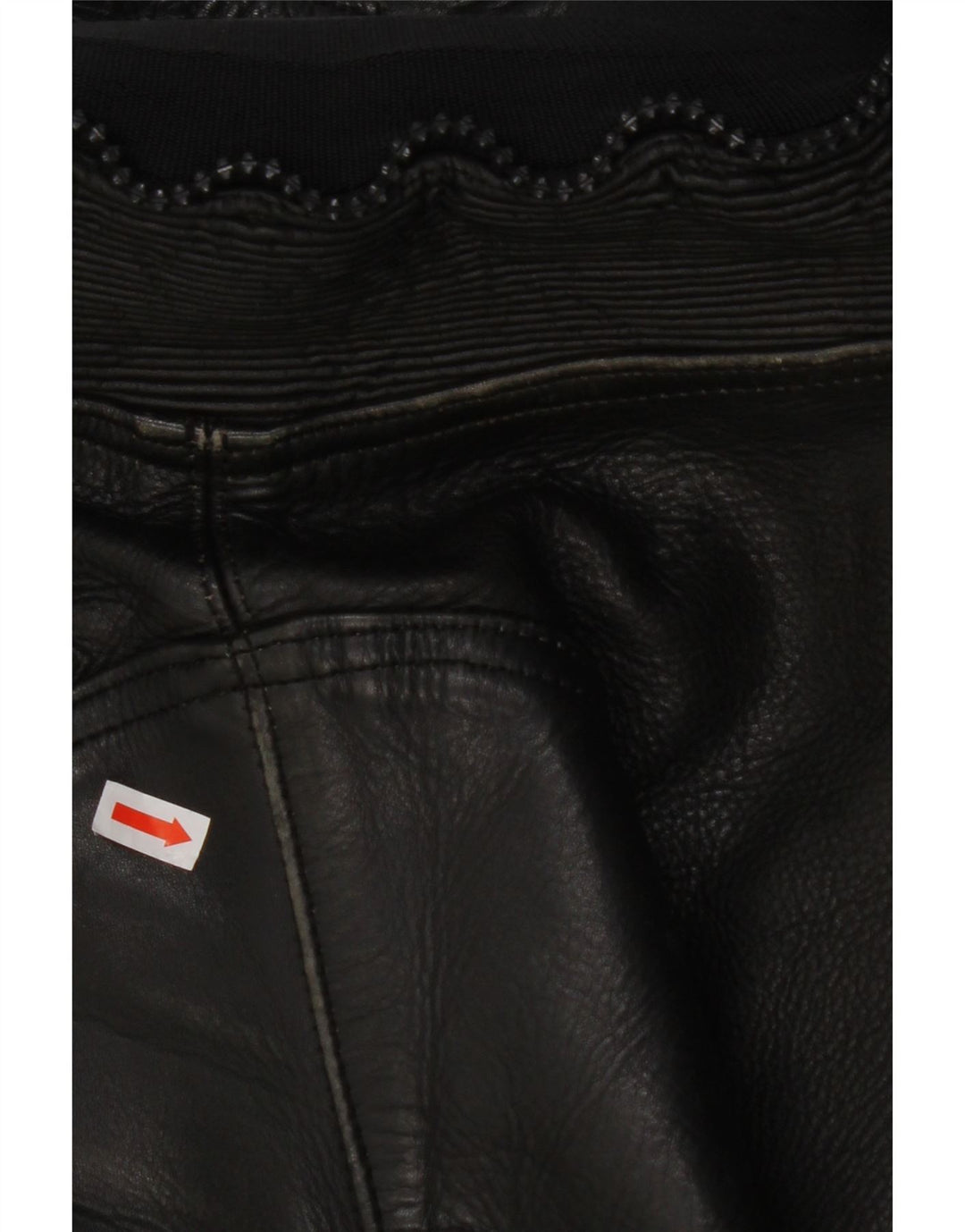 VINTAGE Pantalon Femme EU 38 Moyen W28 L27 Cuir Colorblock Noir