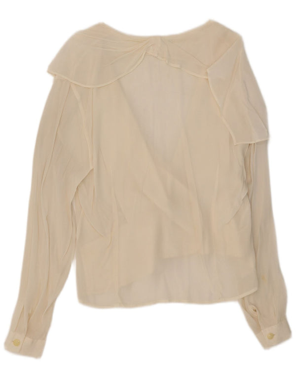 vintage Femmes Voir à travers Cardigan Top UK 14 Grand Blanc Cassé