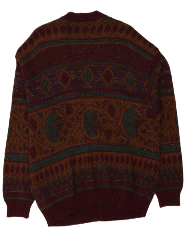 DALMINE Cardigan pour homme en laine bordeaux grande taille