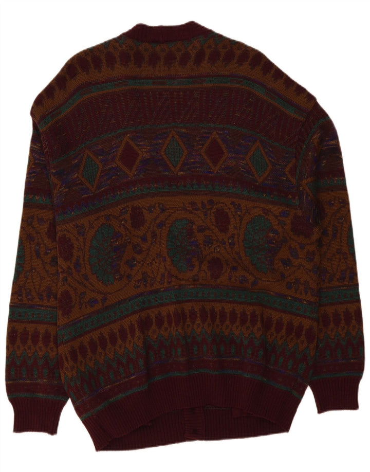 DALMINE Cardigan pour homme en laine bordeaux grande taille